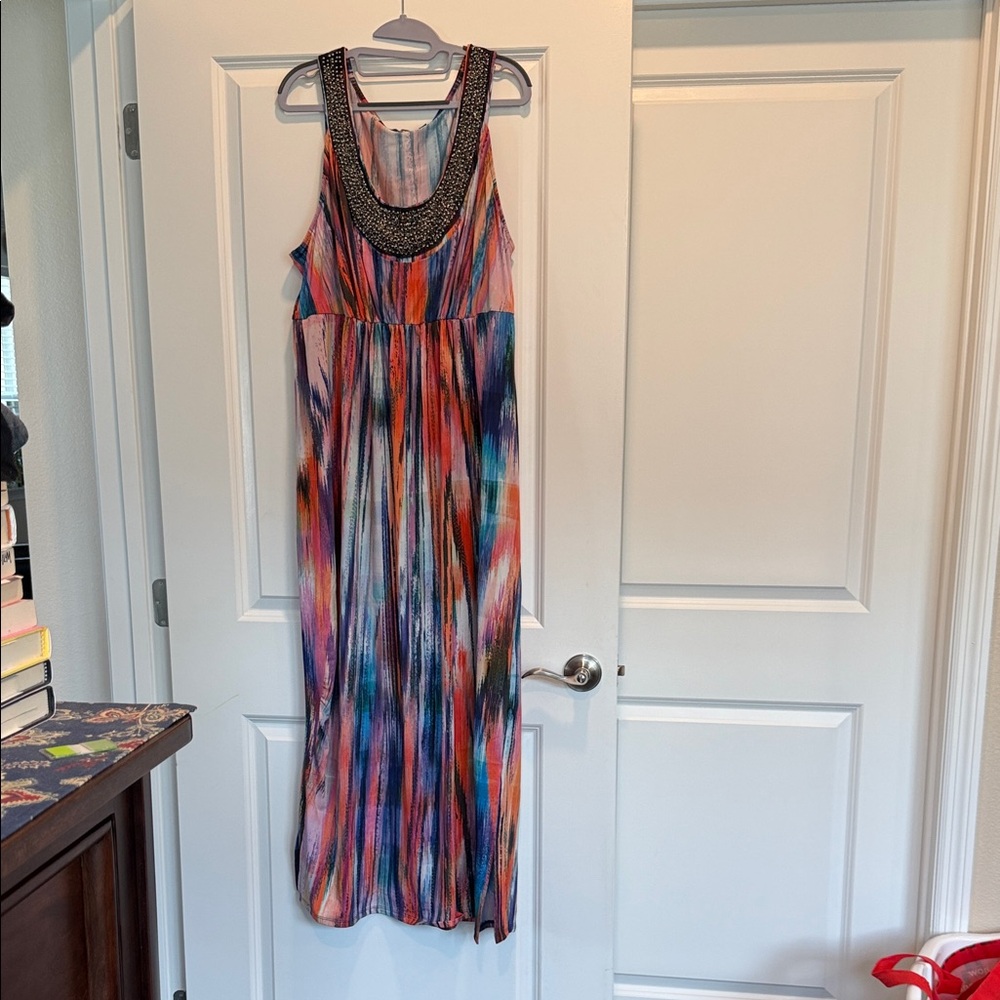Elementz 3X Maxi Dress with Beaded Neckline